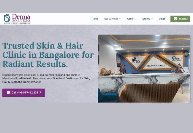 HappiMed Client Derma Solutions Skin Clinic Website Hero Section Image