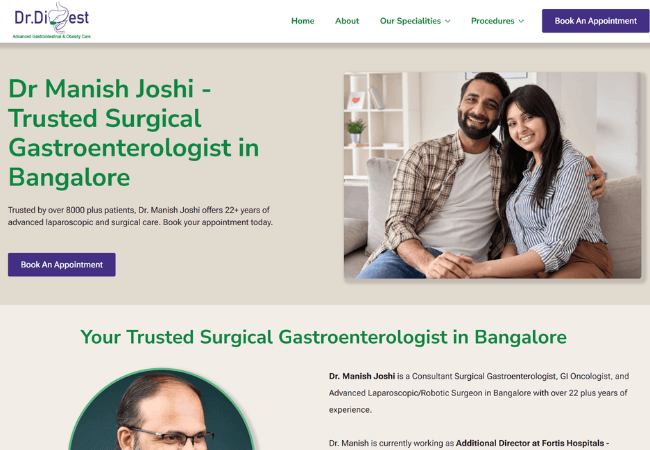 HappiMed Client Dr Manish Joshi Surgical Gastroenterologist Website Hero Section Image