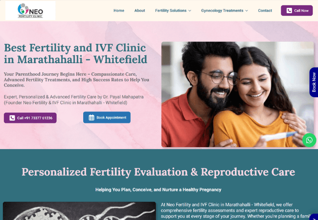 HappiMed Client Neo fertilty Clinic Website Hero Section Image