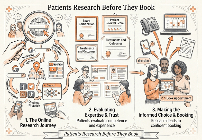 Three steps patients research before they book