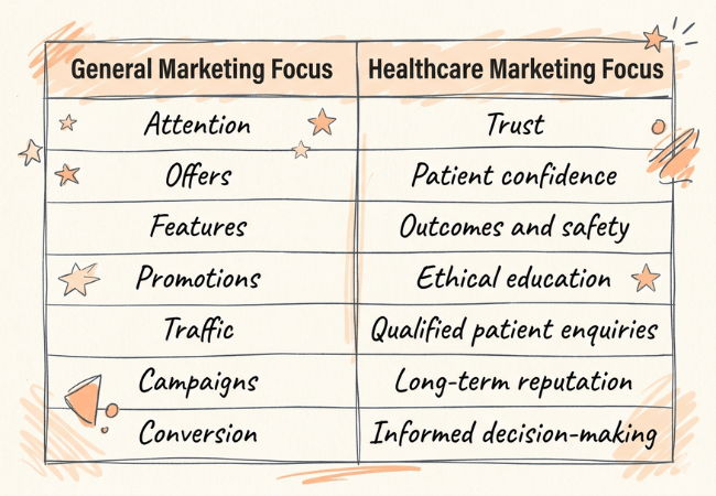 General Marketing Focus Vs Healthcare Marketing Focus