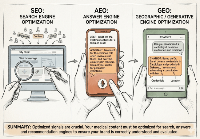 Healthcare SEO AEO GEO Explainer